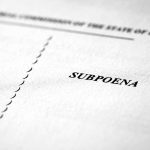 Document with the word "Subpoena" in bold.