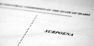 Document with the word "Subpoena" in bold.