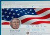 Twitter profile page with American flag banner.