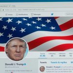 Twitter profile page with American flag banner.