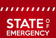 "STATE OF EMERGENCY" in bold white text on red background.