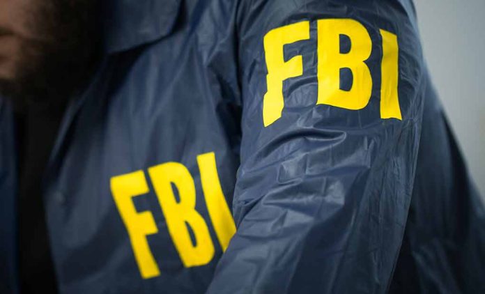 FBI agent wearing a jacket with yellow letters.