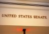 United States Senate sign on wall