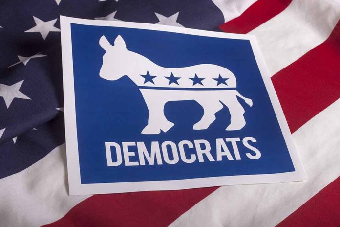 305852213 featured image Democrats logo with donkey on American flag background