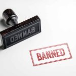 Banned stamp and rubber stamp on white background