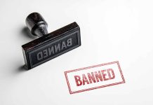 Banned stamp and rubber stamp on white background