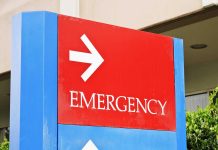 Emergency sign with arrow pointing right