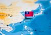 Flag of Taiwan on map