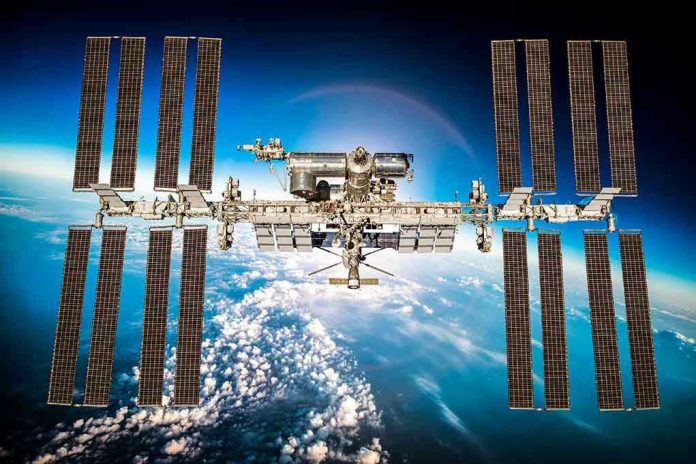 311480090 International Space Station orbiting above Earth