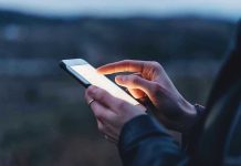 Person using a smartphone at dusk