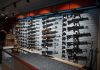 Wall display of various rifles in a gun store