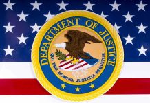 $45,000 Bounty on Bondi – Anarchist ARRESTED! Department of Justice seal on American flag background.