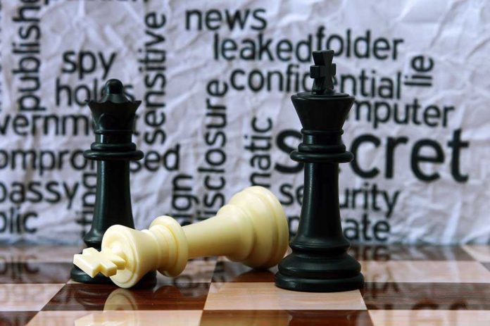 Chess pieces with secretive background text pattern