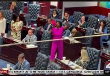 Dem Rep STORMS HOUSE AISLE with Pink Bullhorn Yelling