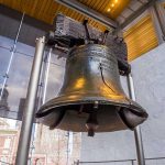 The Liberty Bell displayed in a modern museum setting