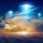 SHOCKING UFO Revelation by Top Admiral Glowing lights above dramatic sunset clouds.