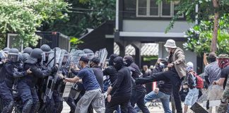 Police ATTACKED During World Cup Chaos Protesters clash with riot police holding shields