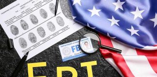 FBI Snubbed Epstein Tip — From Hefner FBI letters with fingerprint sheet, badge, magnifying glass, and US flag