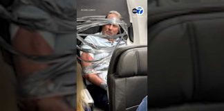 Unruly passenger arrested after being restrained with duct tape during flight