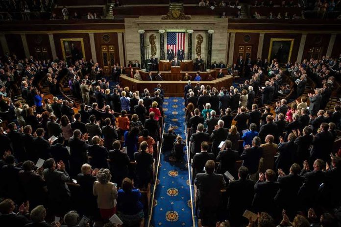 shutterstock_218485888-1 Legislative chamber audience stands and applauds