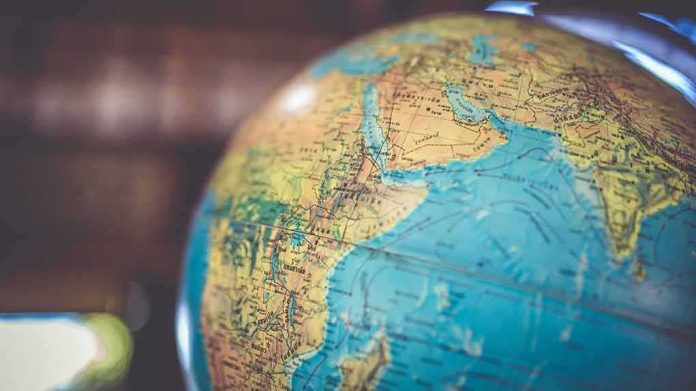 shutterstock_555003484 Globe showing Africa, Middle East, and Indian Ocean