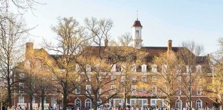 Universities Drops Hammer on Frat Parties Students relaxing on a campus quad in front of a brick academic building