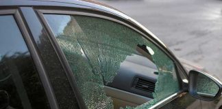 car with shattered side window