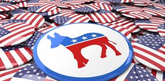 Dems Retreat From House Races They Hoped To Flip Democratic donkey symbol on a campaign button