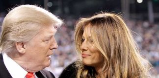 Trump, Melania Sign Joint GROUNDBREAKING Executive Order Donald Trump and Melania Trump looking at each other in a crowd